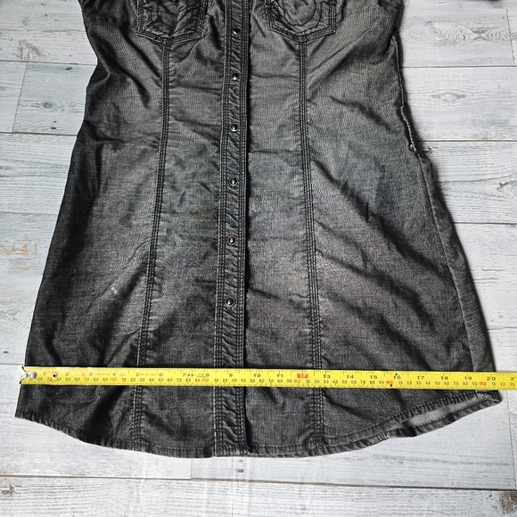 True Religion Black Distressed Pearl Snap Dress Y2K Medium - Picture 15 of 16